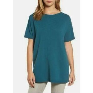 NWT Eileen Fisher Cashmere Sweater blue short sleeve soft warm 3X new plus size